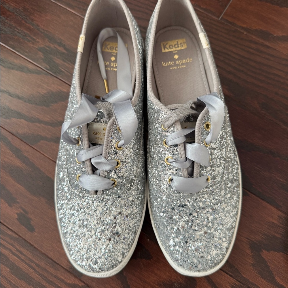 Keds Kate Spade Glitter Sneakers in Silver